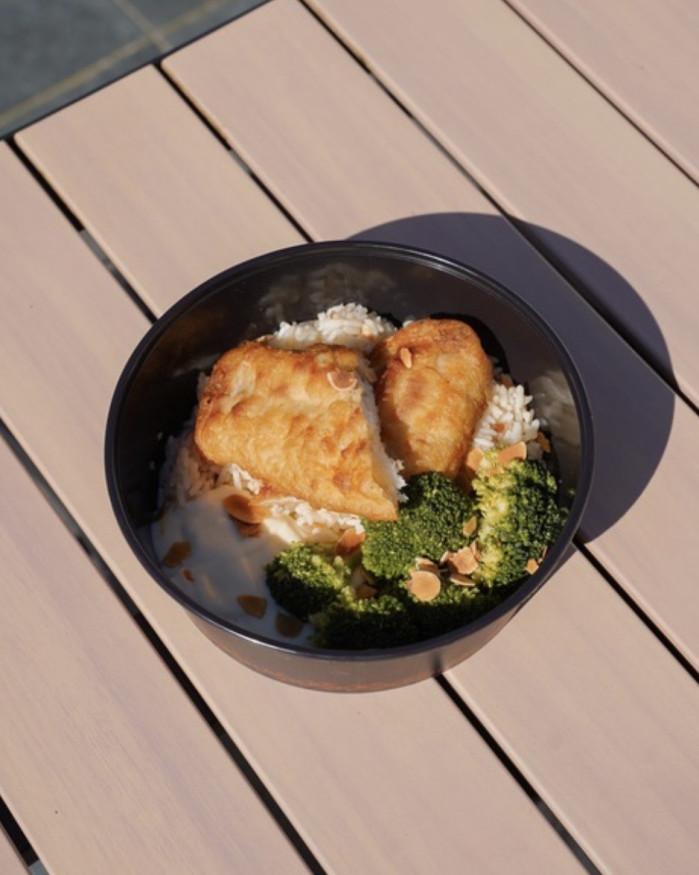 Riz poisson sauce hollandaise, brocolis